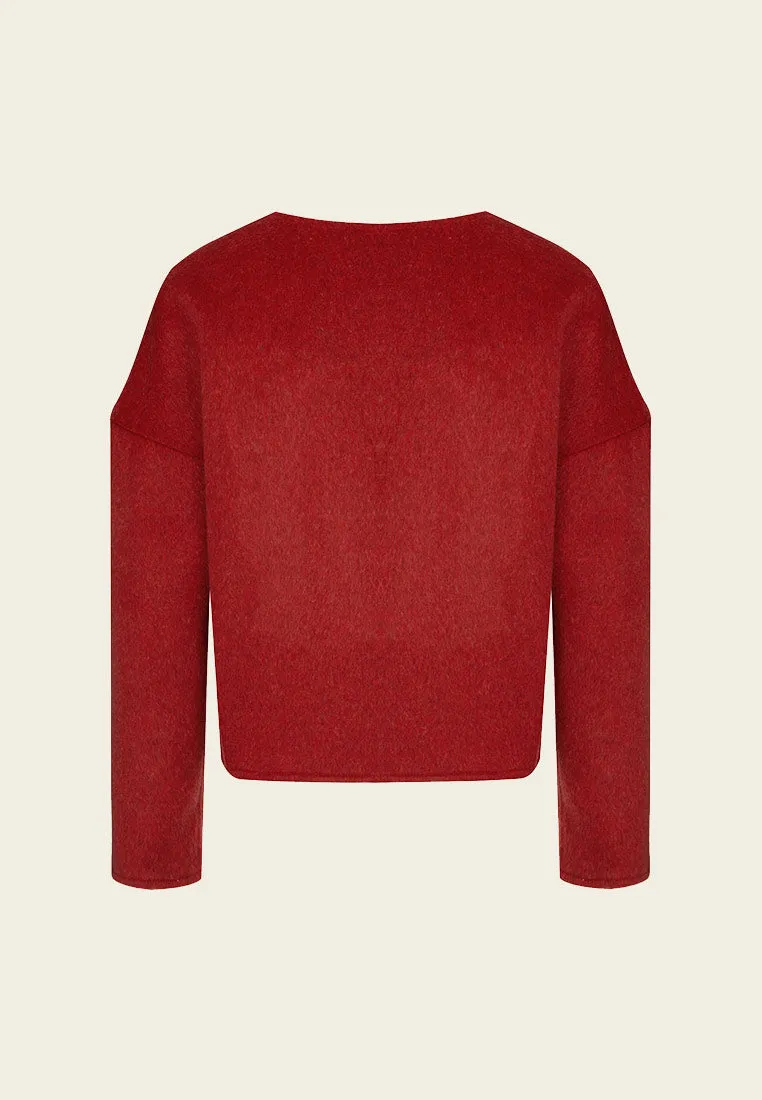 Red Front Slit Wool Jacket
